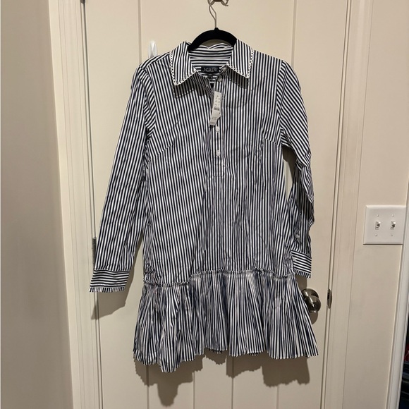 J. Crew Amelia long-sleeve shirt-dress in striped cotton poplin Small NWT - Picture 4 of 7